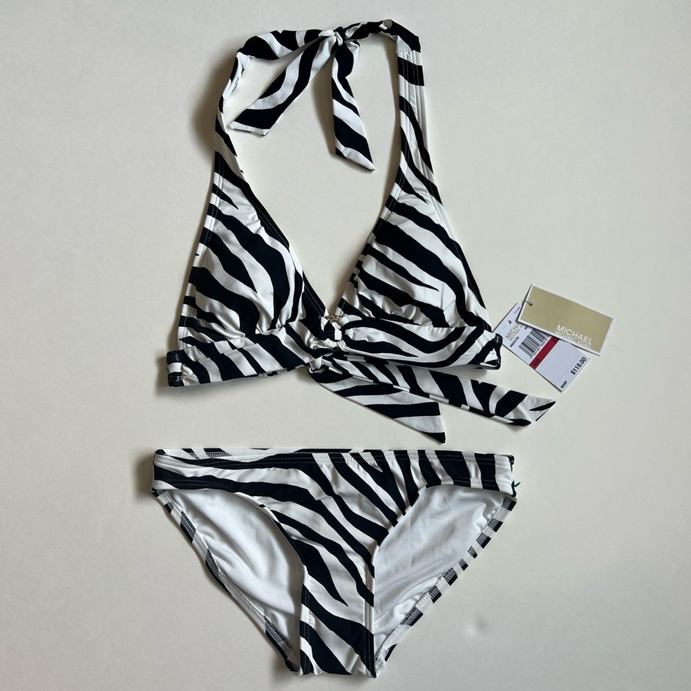 NWT Michael Kors Halter Zebra Bikini
